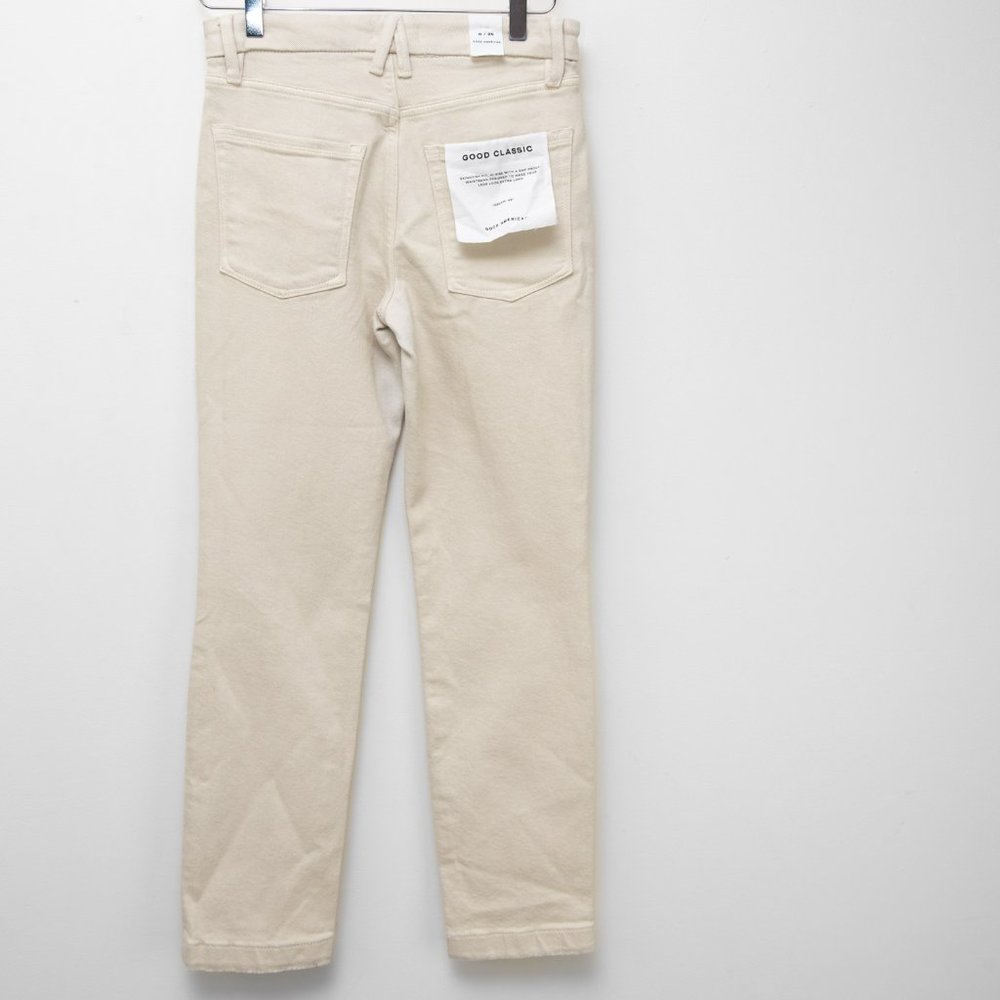 Good American Jeans High Waist Good Classic Straight Leg Denim Cream 0 / 25 New - Picture 2 of 9
